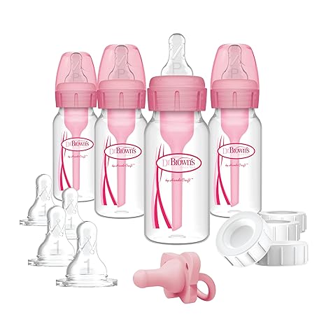 Dr. Brown's Anti-Colic Options+ Breast to Bottle Pump&Store Feeding Set, Pink