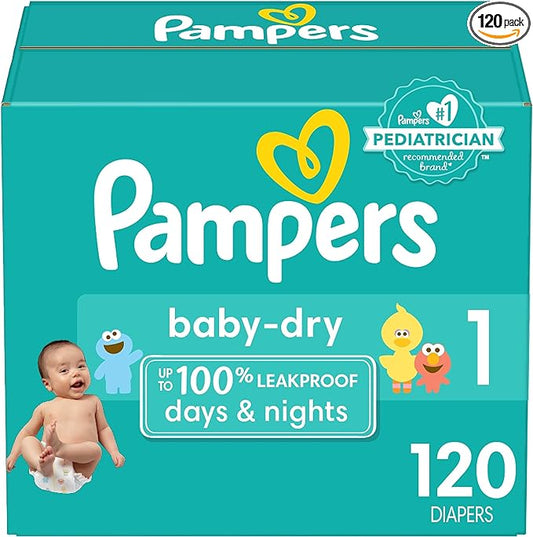 Pampers Baby Dry Diapers, Size 1, 120Count