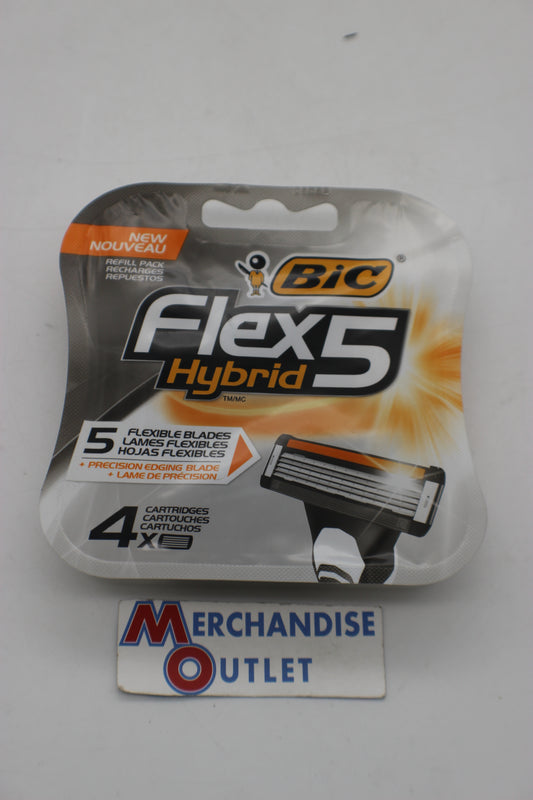 BIC Flex5 Hybrid 5 Blade Razor Refills, 4 Count