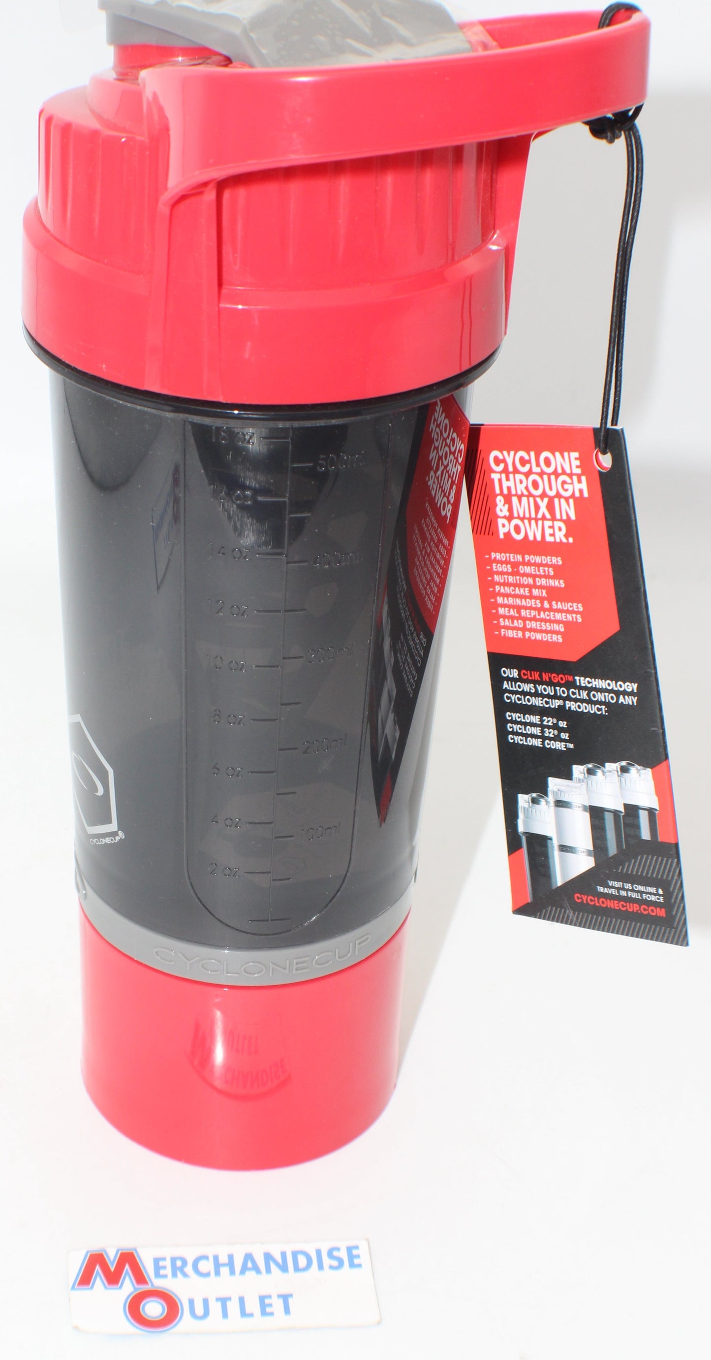 Cyclone Cup Shaker Bottle, 18oz, Red