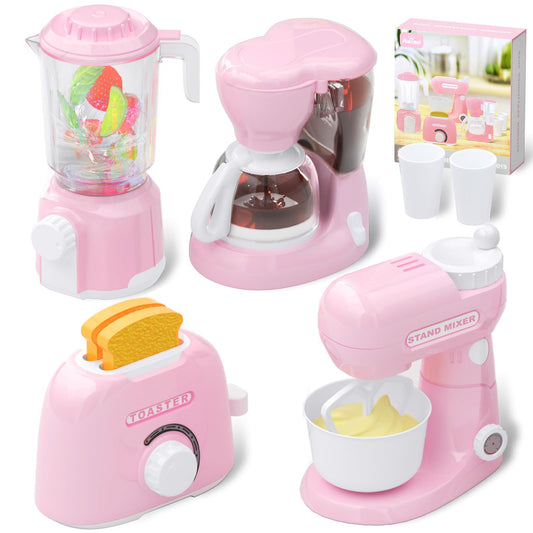 Auonei Kitchen Appliances Toy Set for Kids (Coffee Maker, Blender, Mixer, Toaster)