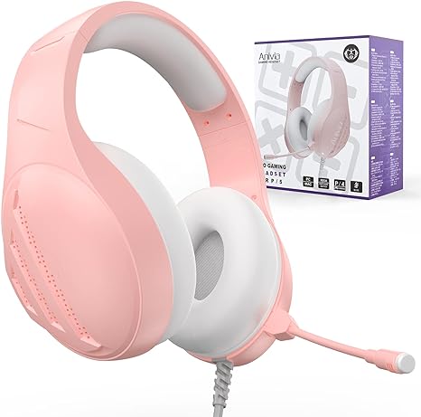 Anivia Wired Gaming Headset with Microphone, Pink