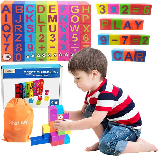 Shabtoy Magnetic Building Blocks Educational Toy, 48pc, Ages 3+