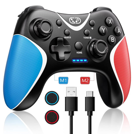 BRHE Wireless Switch Pro Controller for Nintendo/Android/PC/IOS, Black/Red/Blue