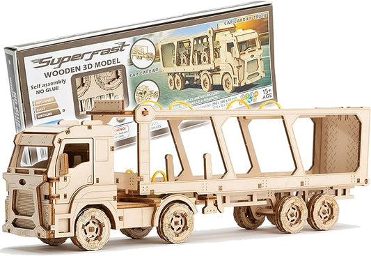 Wooden 3D Model Car Carrier Truck