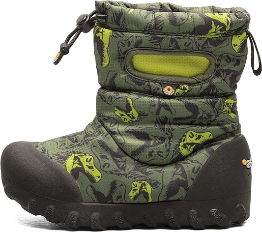 BOGS Kids Snow/Rain Boot, Size 4, Dinosaur Green